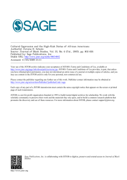 Cultural Oppression and the High-Risk Status of African Americans