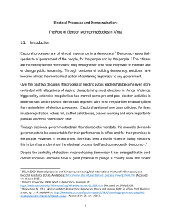 Electoral Processes and Democratization: The Role of Election