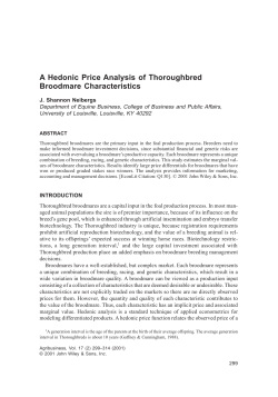 A hedonic price analysis of thoroughbred broodmare characteristics
