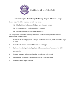 Admission Essay for the Radiologic Technology