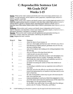 Reproducible Sentence List 9th Grade DGP Weeks 1-15