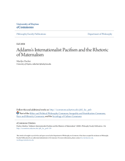 Addams`s Internationalist Pacifism and the Rhetoric of