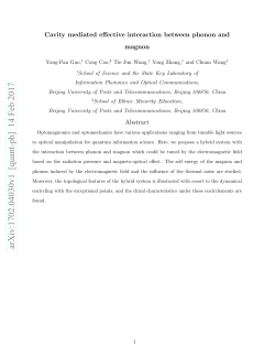 Cavity mediated effective interaction between phonon and magnon