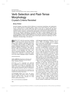 Verb Selection and Past-Tense Morphology