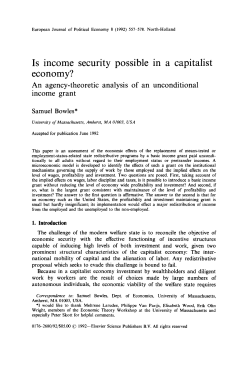 Is Income Security Possible in a Capitalist Economy?: An Agency