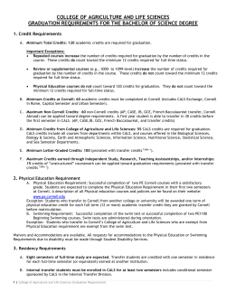 Graduation Requirements - the College of Agriculture and Life
