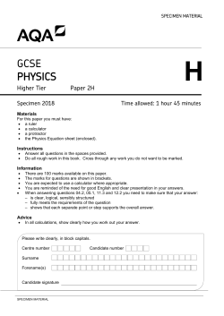 GCSE Physics Specimen question paper