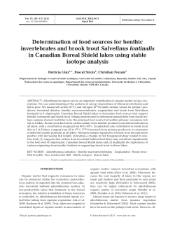 Determination of food sources for benthic invertebrates and brook