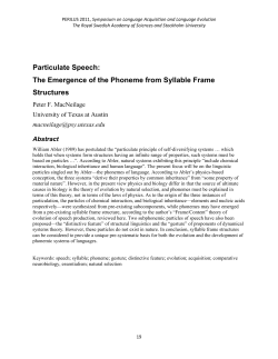Peter F. MacNeilage &ndash; Particulate Speech: The Emergence of the