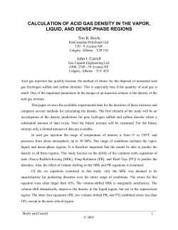 calculation of acid gas density in the vapor, liquid, and dense