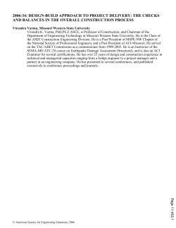 Design Build Approach To Project Delivery: The Checks And