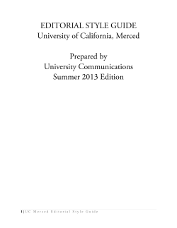 EDITORIAL STYLE GUIDE SUMMER 2013