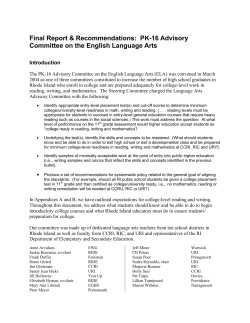 ELA Expectations - Rhode Island Board of Governors for Higher