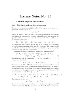 Lecture Notes No. 10