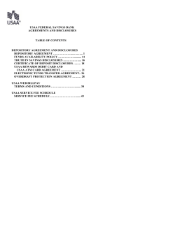 usaa federal savings bank agreements and disclosures table of
