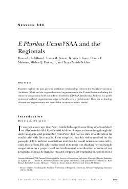 E Pluribus Unum? SAA and the Regionals (Session 606)