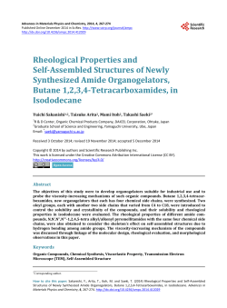 Rheological Properties and Self-Assembled Structures of Newly