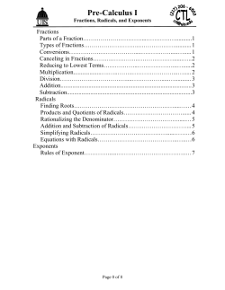 Pre-Calculus I