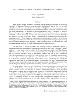 Draft &ndash; Not for citation or distribution DATA SHARING