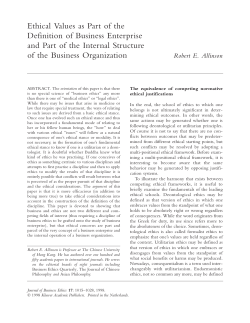 Ethical Values as Part of the Definition of Business