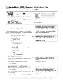 Teacher Guide for FAST-R Passage: A Raisin in the Sun