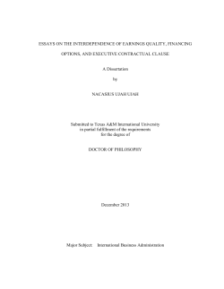 ESSAYS ON THE INTERDEPENDENCE OF