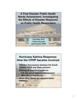 Hurricane Katrina Response: How the CPHP became involved