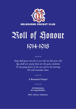 MCC Roll of Honour 1914-18