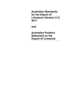 Australian Standards for the Export of Livestock (Version 2.3) 2011