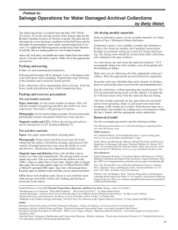 Preface to: Salvage Operations for Water Damaged Archival