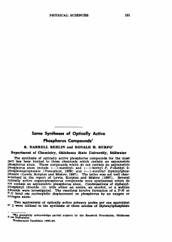 Some Syntheses of Optically Active Phosphorus Compounds