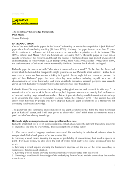 Meara 1996 The vocabulary knowledge framework. Paul Meara