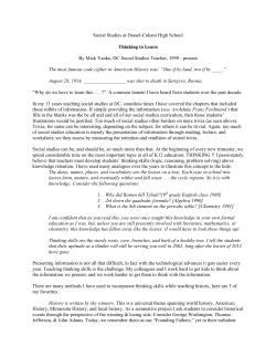 Social Studies at Dassel-Cokato High School Thinking to Learn By