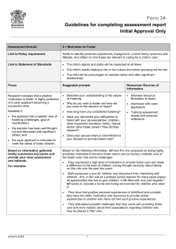Form 3A Guidelines for completing assessment report Initial