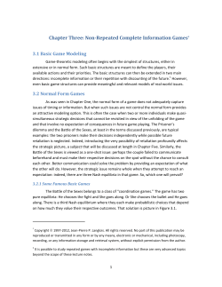 Chapter Three: Non-Repeated Complete Information Games*