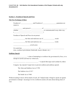 Section 3 - Freedom of Speech and Press The Free Exchange of