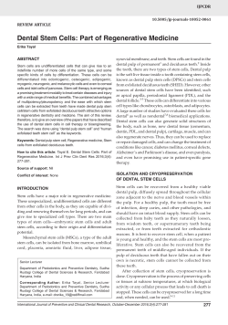 Dental Stem Cells: Part of Regenerative Medicine