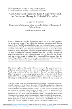 Export Agriculture and the Decline of Slavery in Colonial West Africa