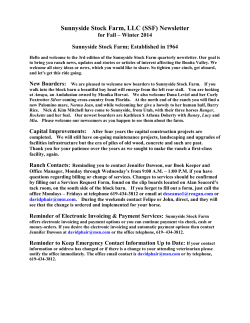 2014 Fall-Winter - Sunnyside Stock Farm