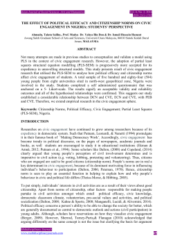 THE EFFECT OF POLITICAL EFFICACY AND CITIZENSHIP