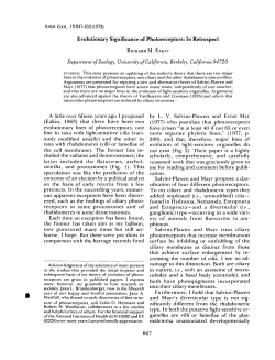 Evolutionary Significance of Photoreceptors: In Retrospect A little