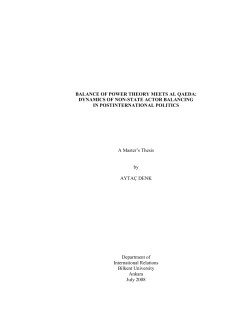 BALANCE OF POWER THEORY MEETS AL QAEDA: DYNAMICS