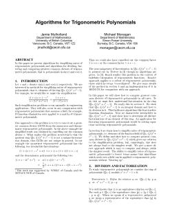 Algorithms for Trigonometric Polynomials