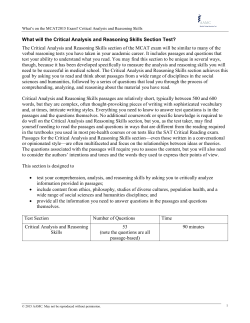Critical Analysis and Reasoning Skills