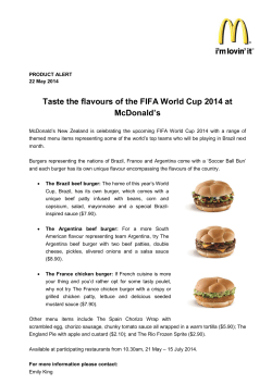 Taste the flavours of the FIFA World Cup 2014 at McDonald`s