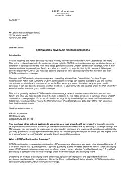 COBRA Notice - ARUP Laboratories