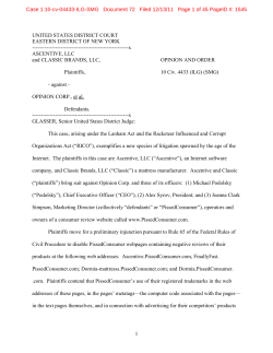 UNITED STATES DISTRICT COURT EASTERN