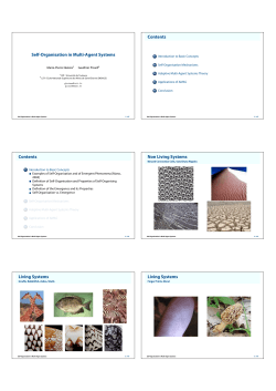 Self-Organisation in Multi-Agent Systems Contents Contents Non