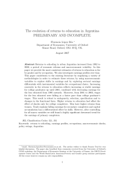 The evolution of returns to education in Argentina PRELIMINARY