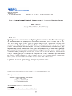 Sport, Innovation and Strategic Management: A Systematic